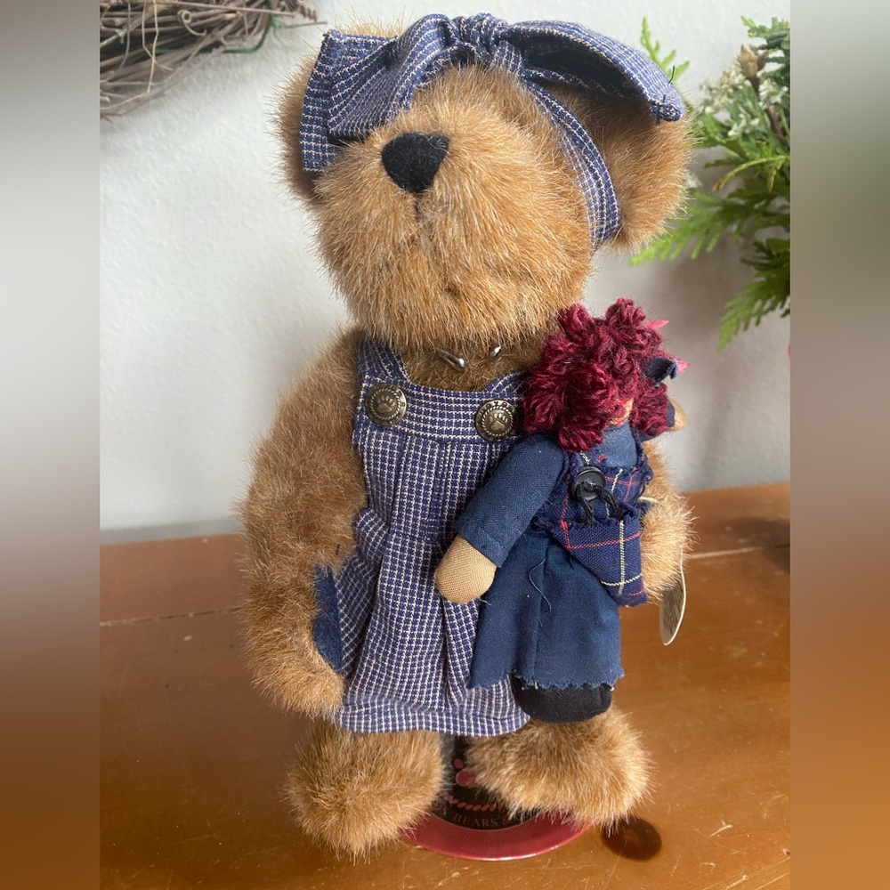 Boyd's Bears Hearts and Friends Collection Brown Teddy Bear with Blue Outfit